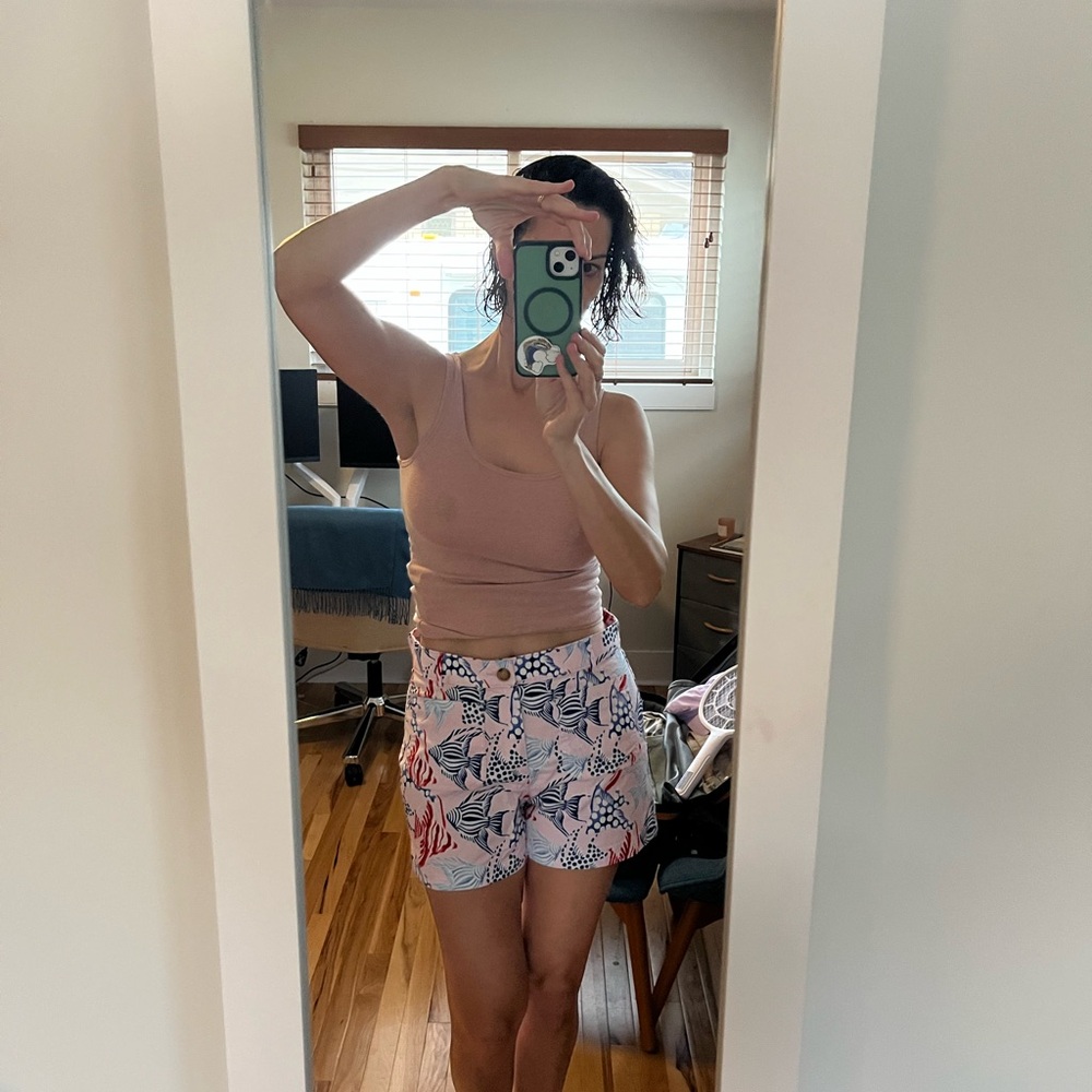 LOFT Pink and Blue Floral High Waist Shorts